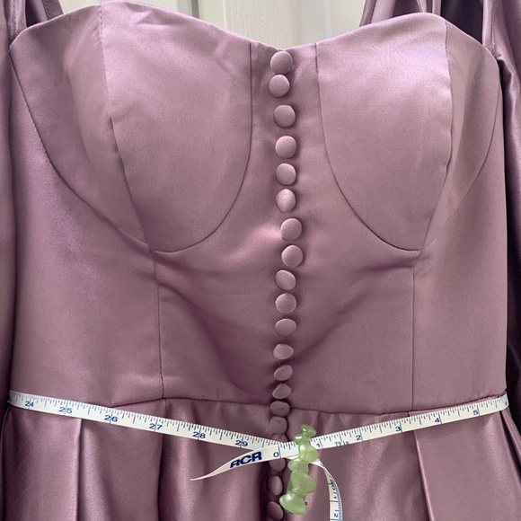 Lavender Floor Length Bishop Sleeve Gown - Picture 7 of 8